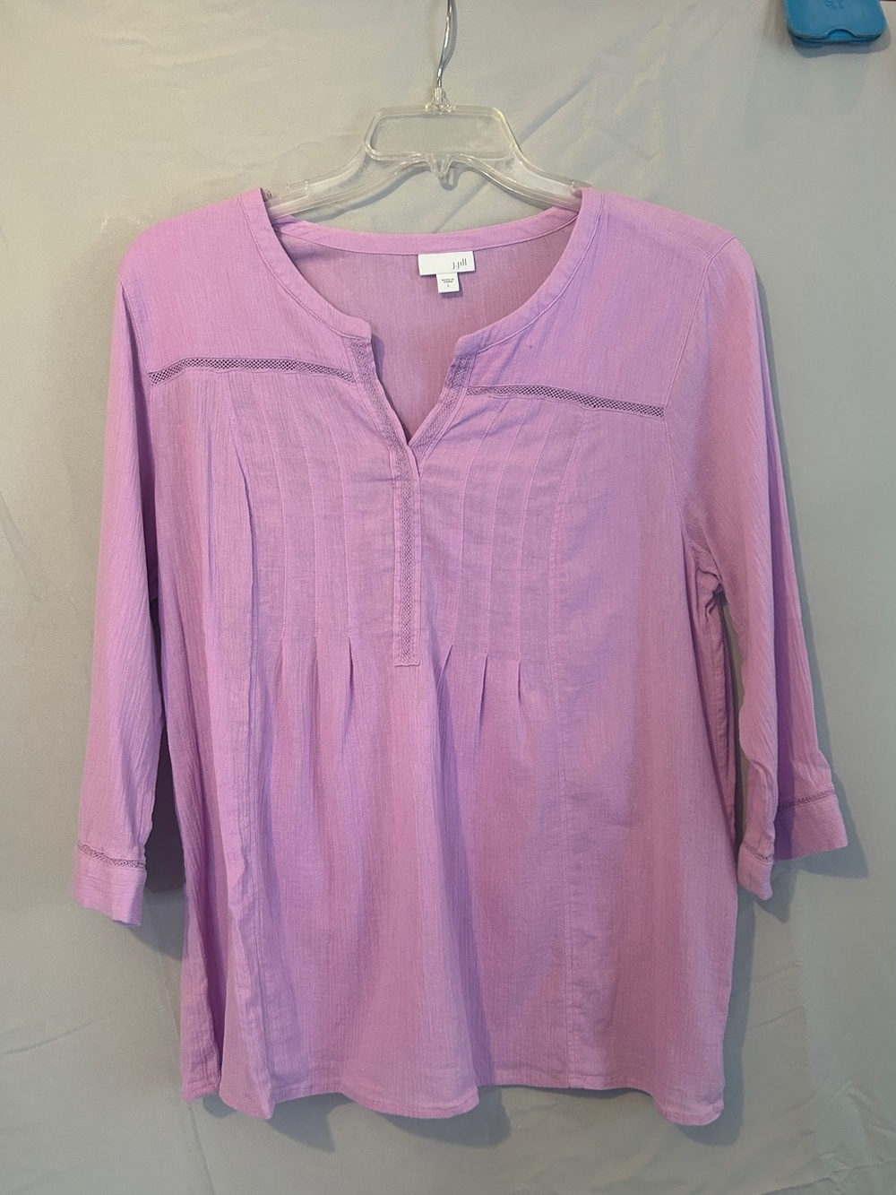 J. Jill Cotton Lavender Pintuck Top